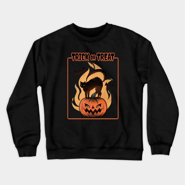 Trick Or Treat Halloween Crewneck Sweatshirt by MONMON-75